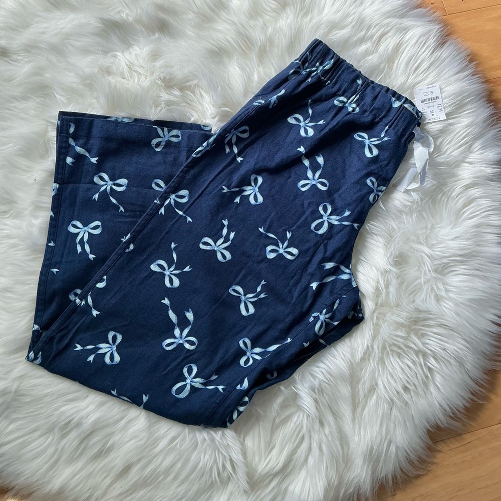NWT J. Crew Blue Bow-Print Pajama Pants Size Medium